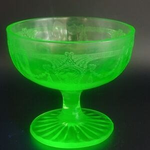 Vintage Uranium Glass Sherbet Dish